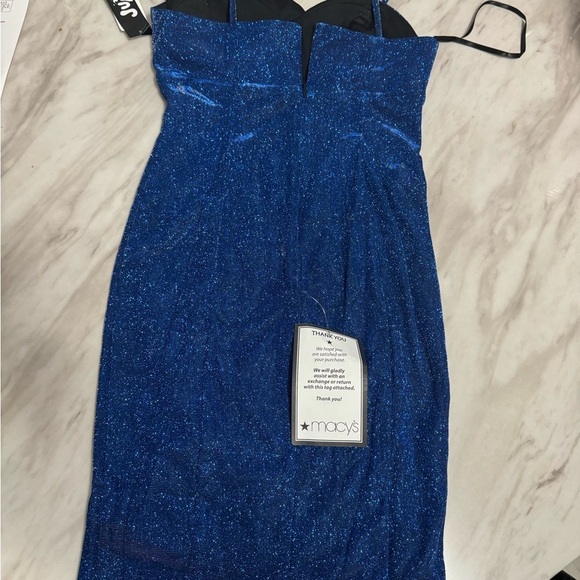 Jump Apparel Royal Blue Glitter Sheath Dress Size 12 Spaghetti Strap Square Neck - Picture 8 of 10